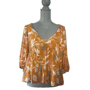 Rachel Roy Floral V-neck Blouse Size S